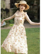 【0018】Ruffled Flower Pattern Short Sleeve Dress