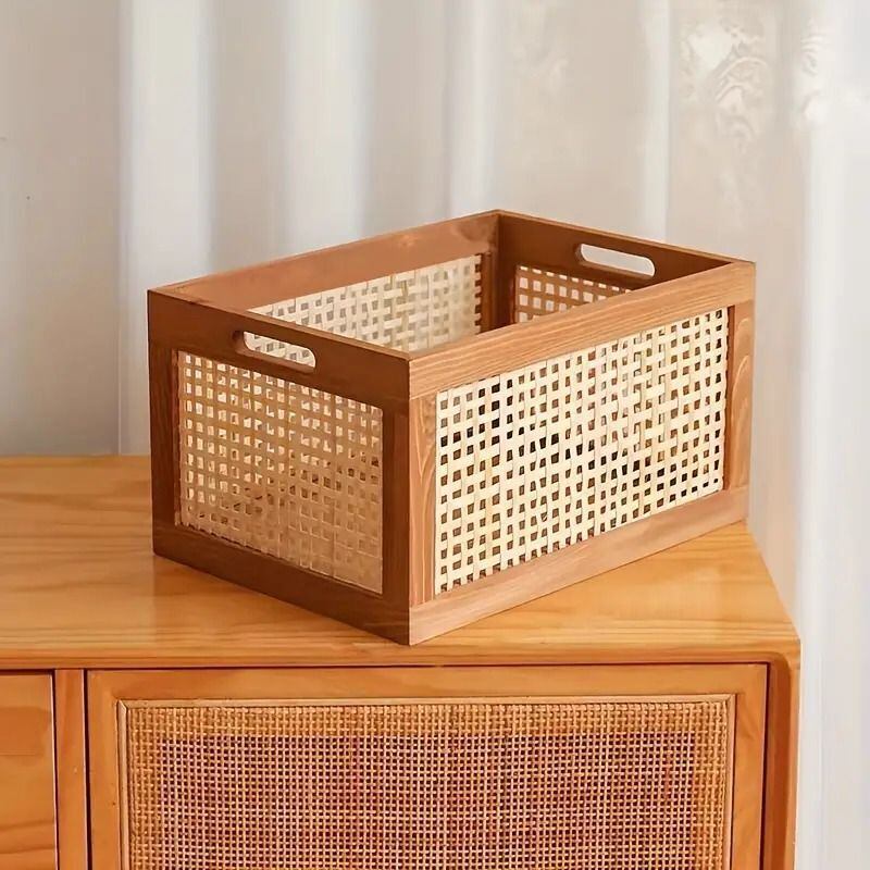 小物入れ 収納 編みかご 収納バスケット 木製 天然素材 玄関 収納かご