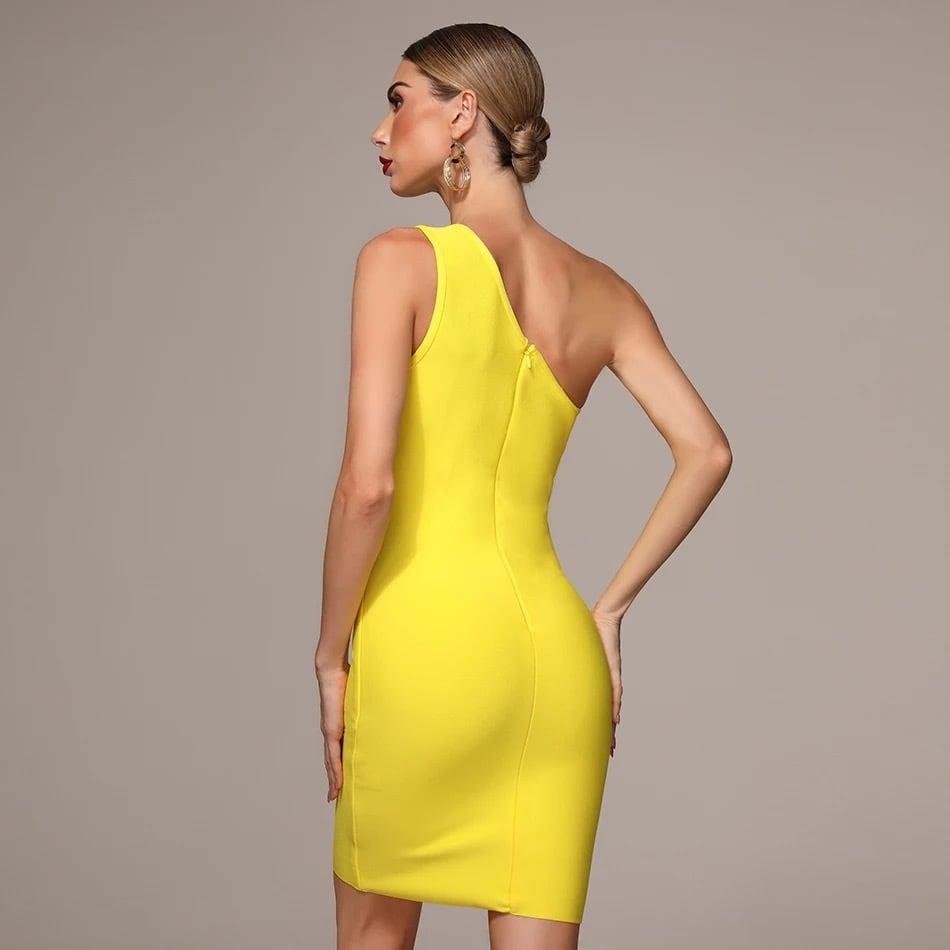 ワンショルダー 胸空き バンテージドレス バンテージワンピース