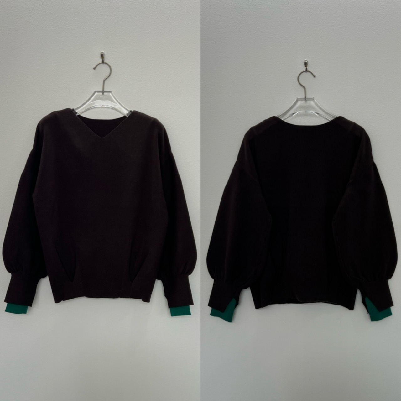 やわもち2wayバイカラーカフknit/ダークブラウン