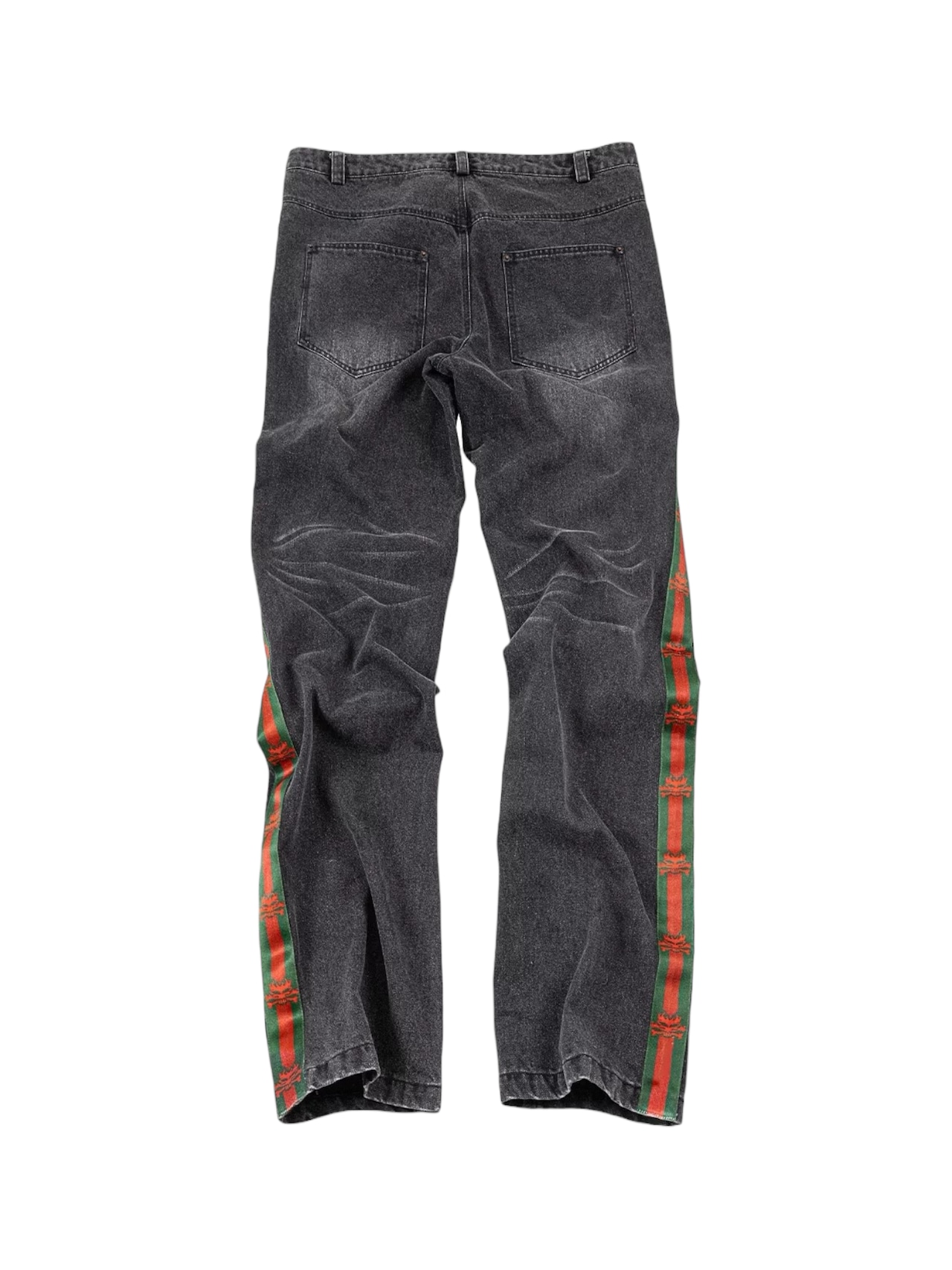 【LoseControlEdge】SIDE LINE HORSEBIT WASHED DENIM PANTS