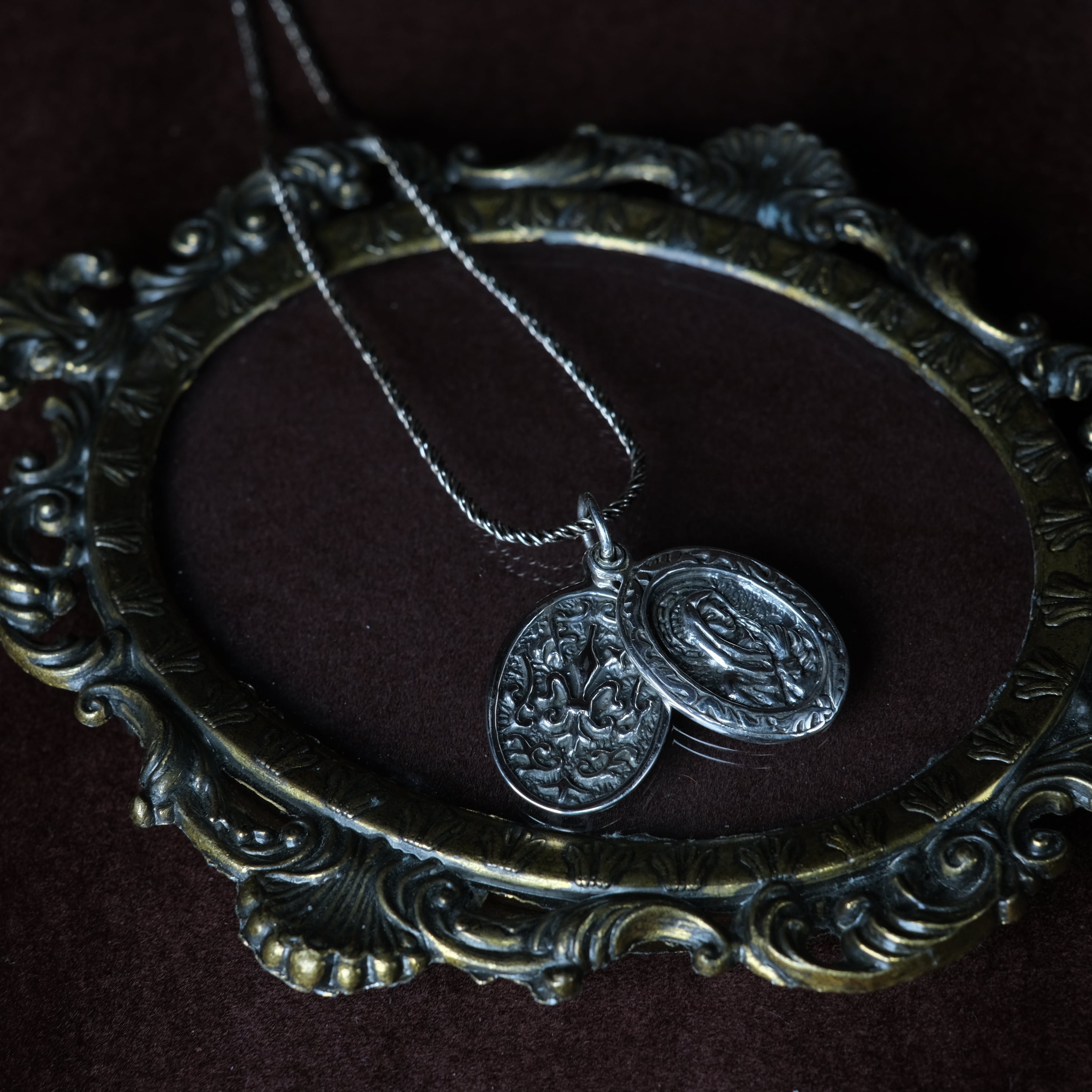 シルバー925 silver ダブルペンダントチェーン/マリア/軽研磨仕上げ/45cm