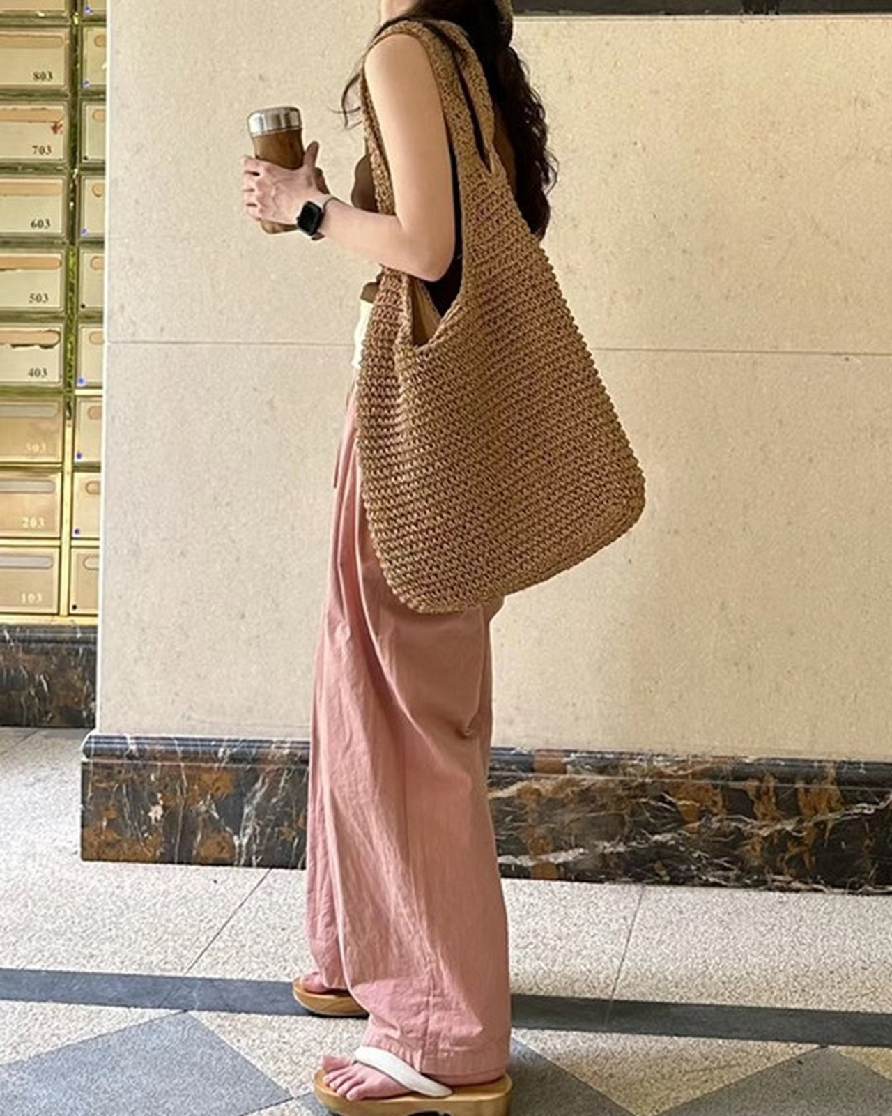 Tote-bag large summer Straw-bag L0056