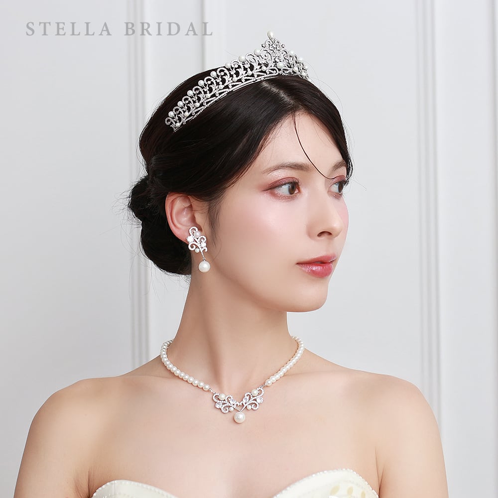 STELLA BRIDAL キュービックジルコニア ティアラ 受注生産品】キュービックジルコニア ウェディングジュエリー ティアラ