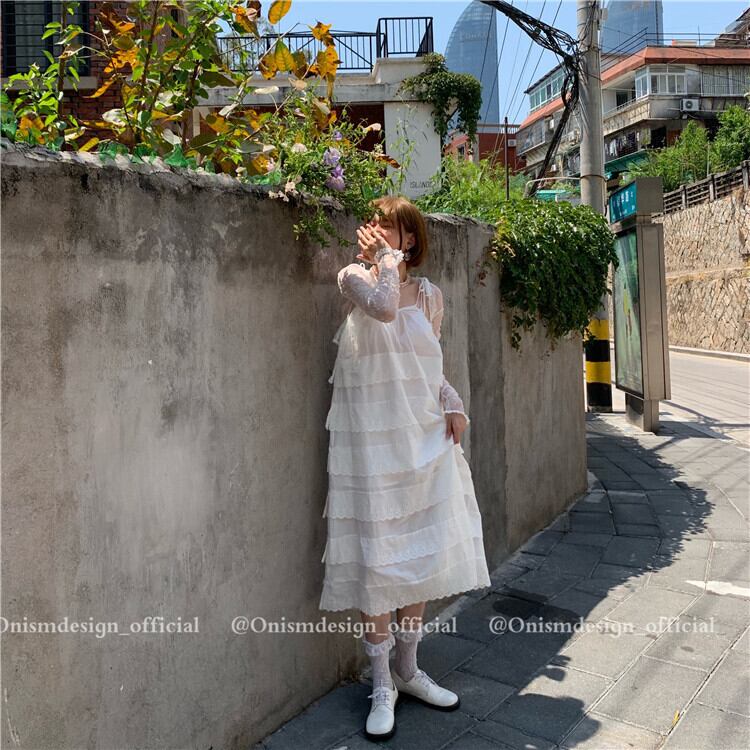 レースサイドスカート ドレス サマースタイルルーズAライン 夏物 ビッグFスモールZ韓国33632325833