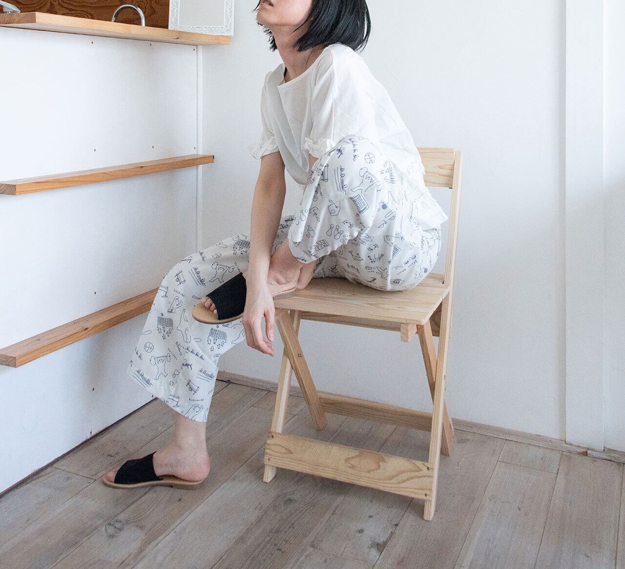 スポーツ柄ワイドパンツ