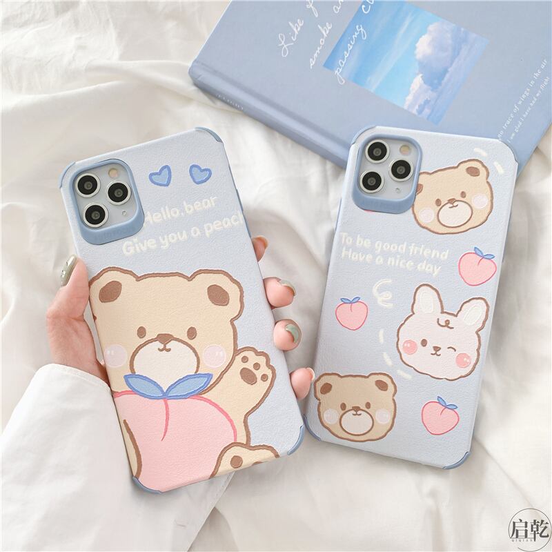 Iphone ケース うさぎ ラビット くま クマ ピーチ 桃 シリコン レトロ キュート ラブリー スマホケース Luluca 韓国トレンドファッションluluca ルルカ