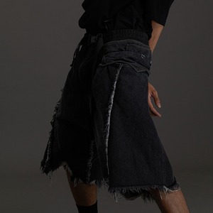 PUPIL TRAVEL 21SS クラッシュデニムショートパンツ