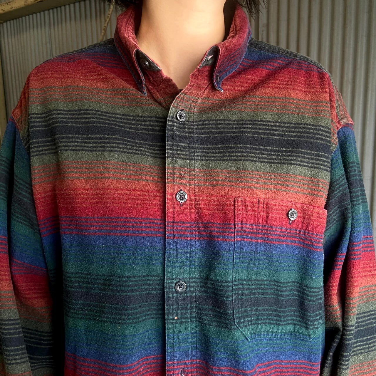 ビッグサイズ WOOLRICH ウールリッチ ネイティブボーダー柄 フランネル 