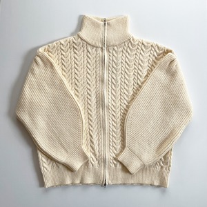 Double zip cable knit cardigan (ivory)