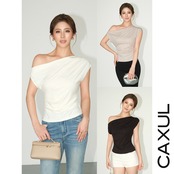 One-Shoulder Drape Knit Top/3color