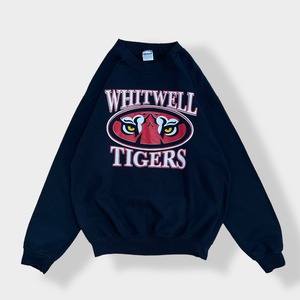 【GILDAN】メキシコ製  ホウィットウェル高校 WHITWELL TIGERS ロゴ スウェットシャツ トレーナー フットボール M 黒 MEXICO US古着