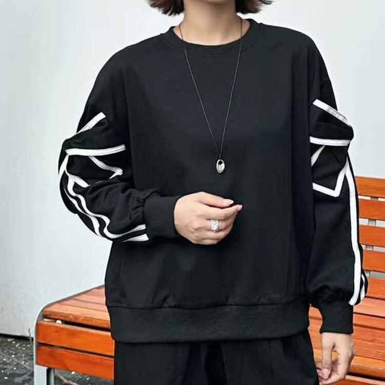 BOW MOTIF SLEEVES ROUND NECK SWEAT SHIRT 3colors M-15393
