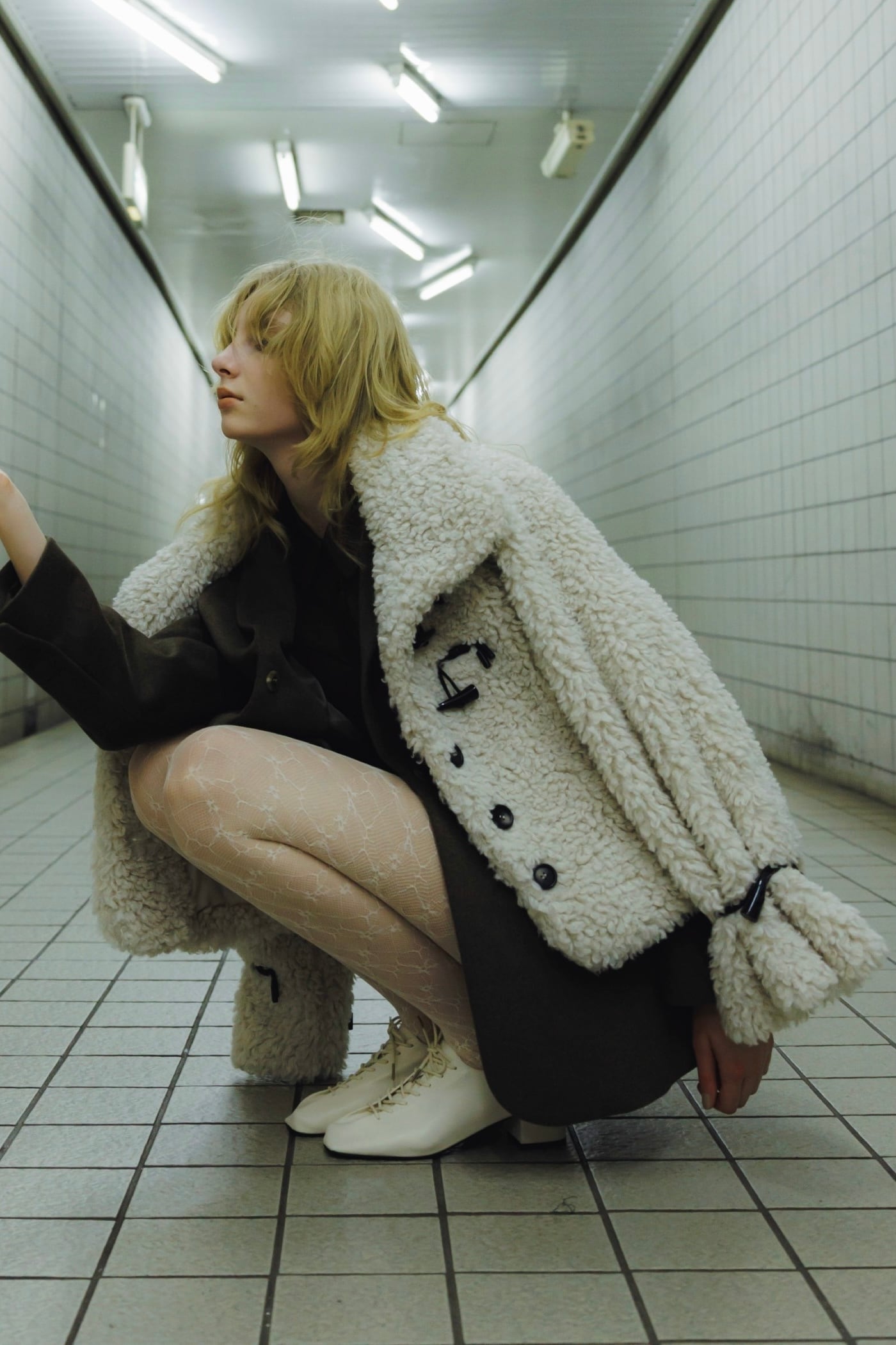 WILLFULLY poodle fur cord toggle short JK プードルファートグルショートジャケット Ivory