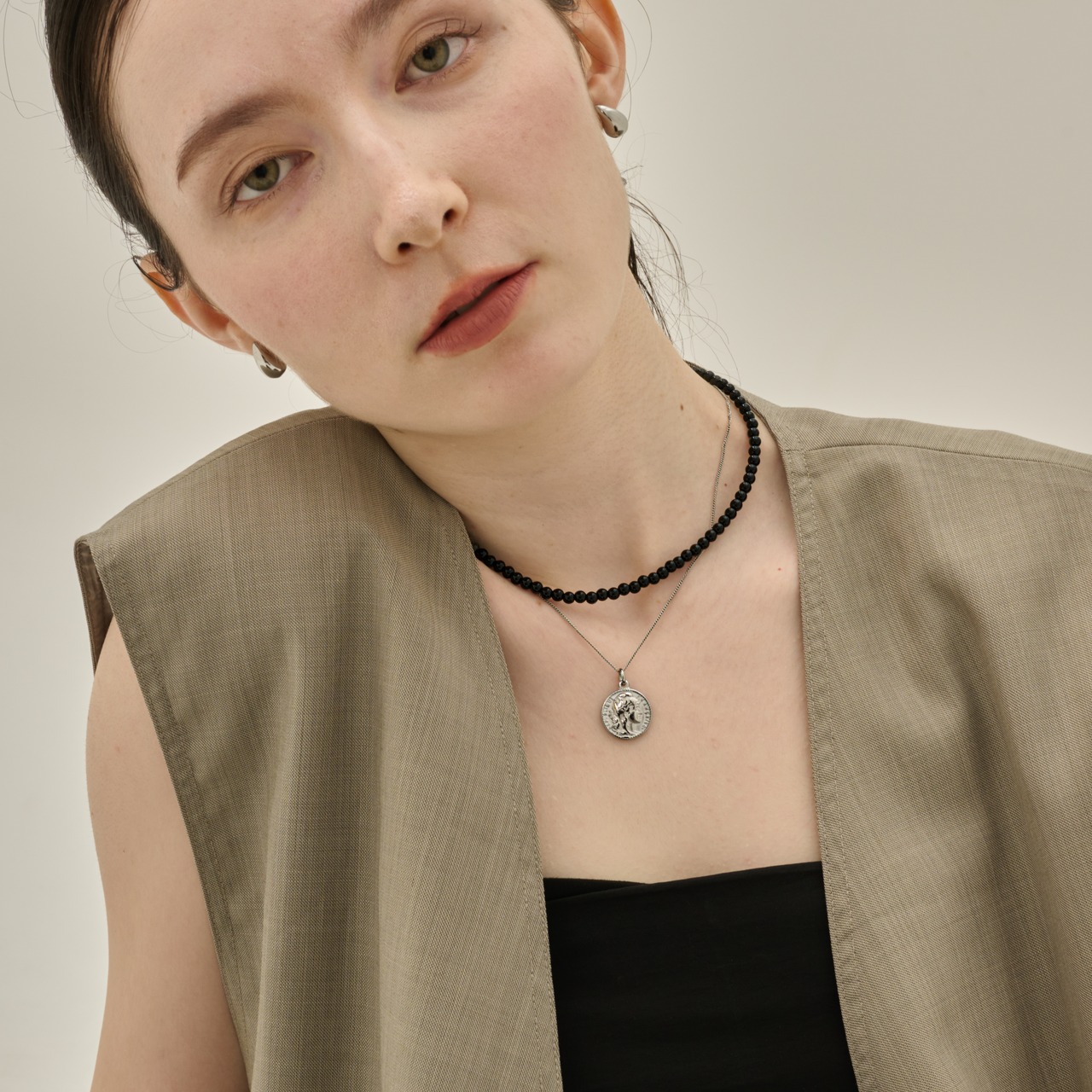 再入荷* stainless coin necklace SN087,