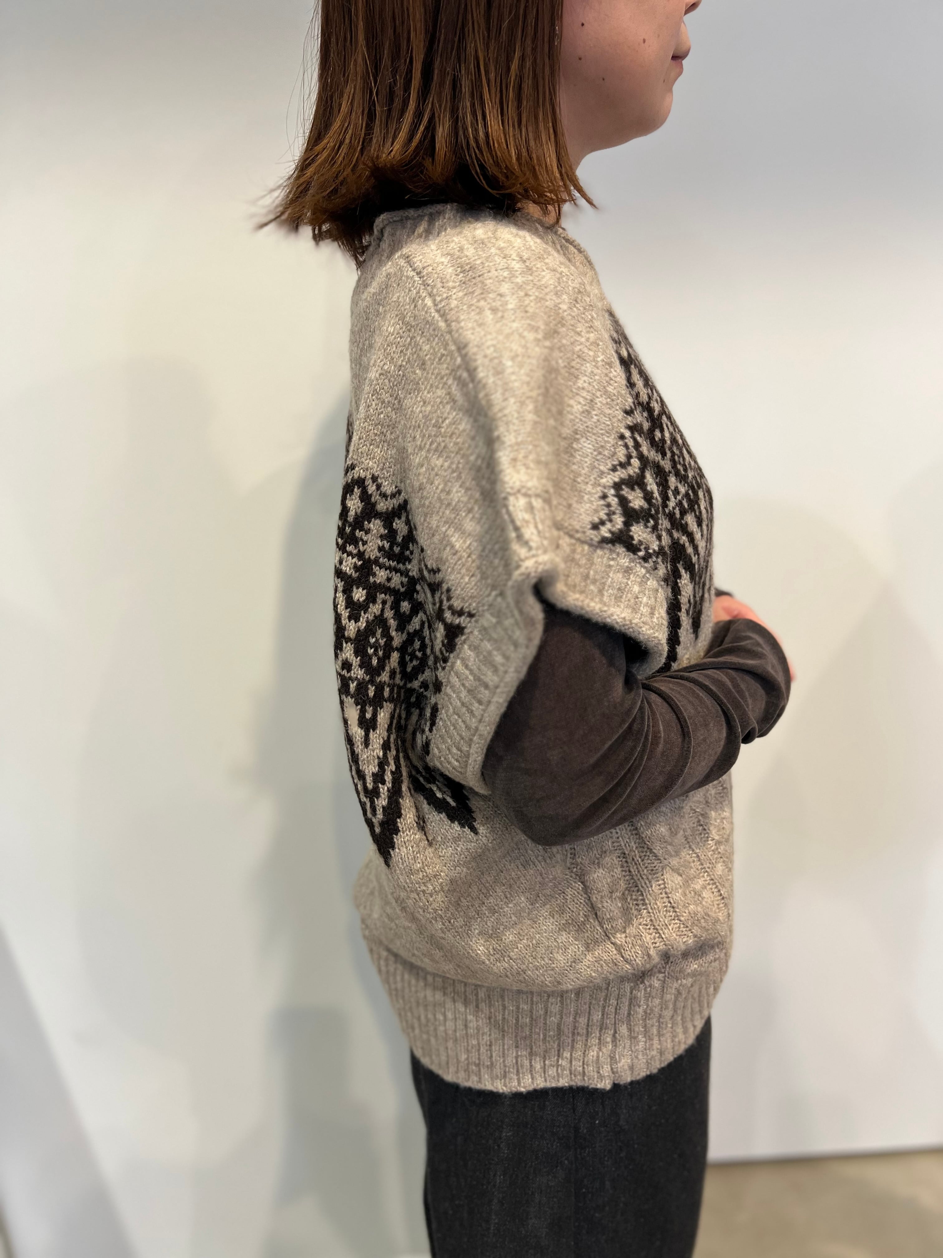 【SELECT】フェアアイル柄ワイドベスト 39-0422