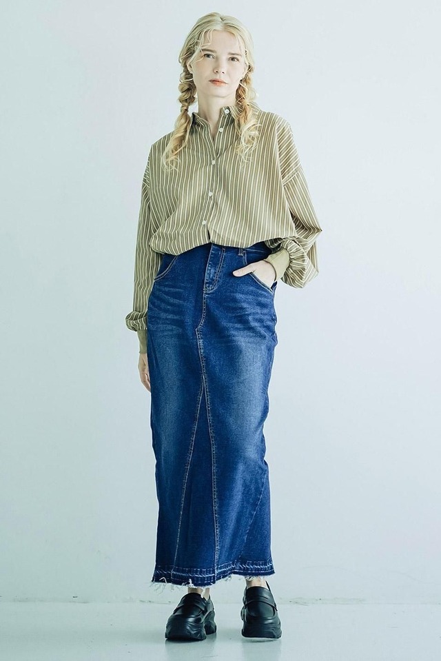 INDIMARK インディマーク ジーンズ レディース デニム フリンジタイトスカート ベーシックブルー WJ200