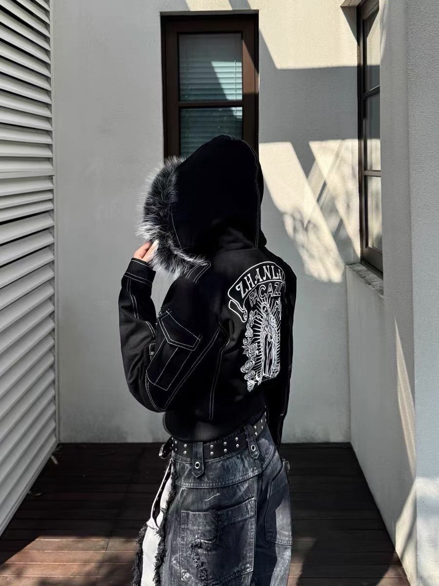 【希少】GLITZ　刺繍ロングパーカー y2k グランジ 平成ギャル 00s 黒 希少】GLITZ 刺繍ロングパーカー y2k グランジ 平成ギャル 00s 黒