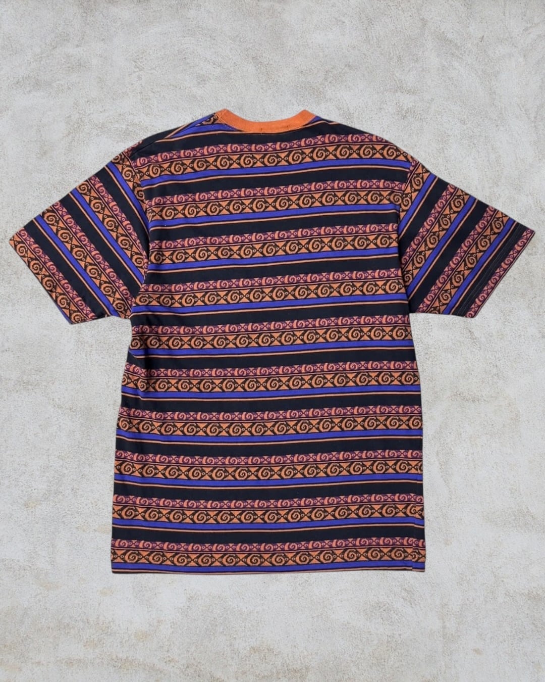 80's~90's old stussy Jacquard Pocket Tee “黒タグ” “総柄” “ボーダー