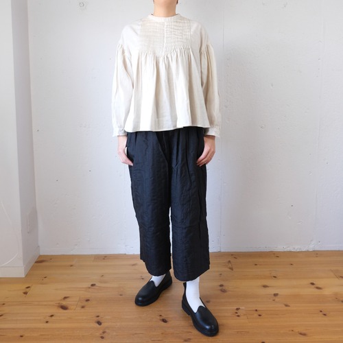 Gauze# (ガーゼ) ANTIQUE JACQUARD PINTUCK BLOUSE アンティークジャガードピンタックブラウス G1112（アンティークホワイト）