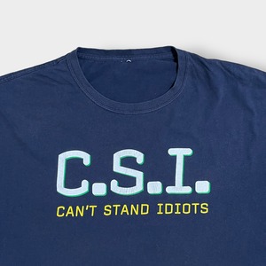 【CSI】科学捜査班 海外ドラマ ロゴ プリント Tシャツ ユーモアt 半袖 2XL相当 ビッグシルエット US古着