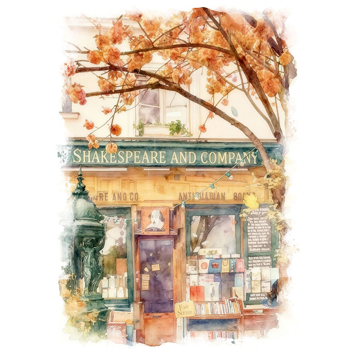 絵画 フランス 風景画(街並み) パリの書店 インテリアアート額付き