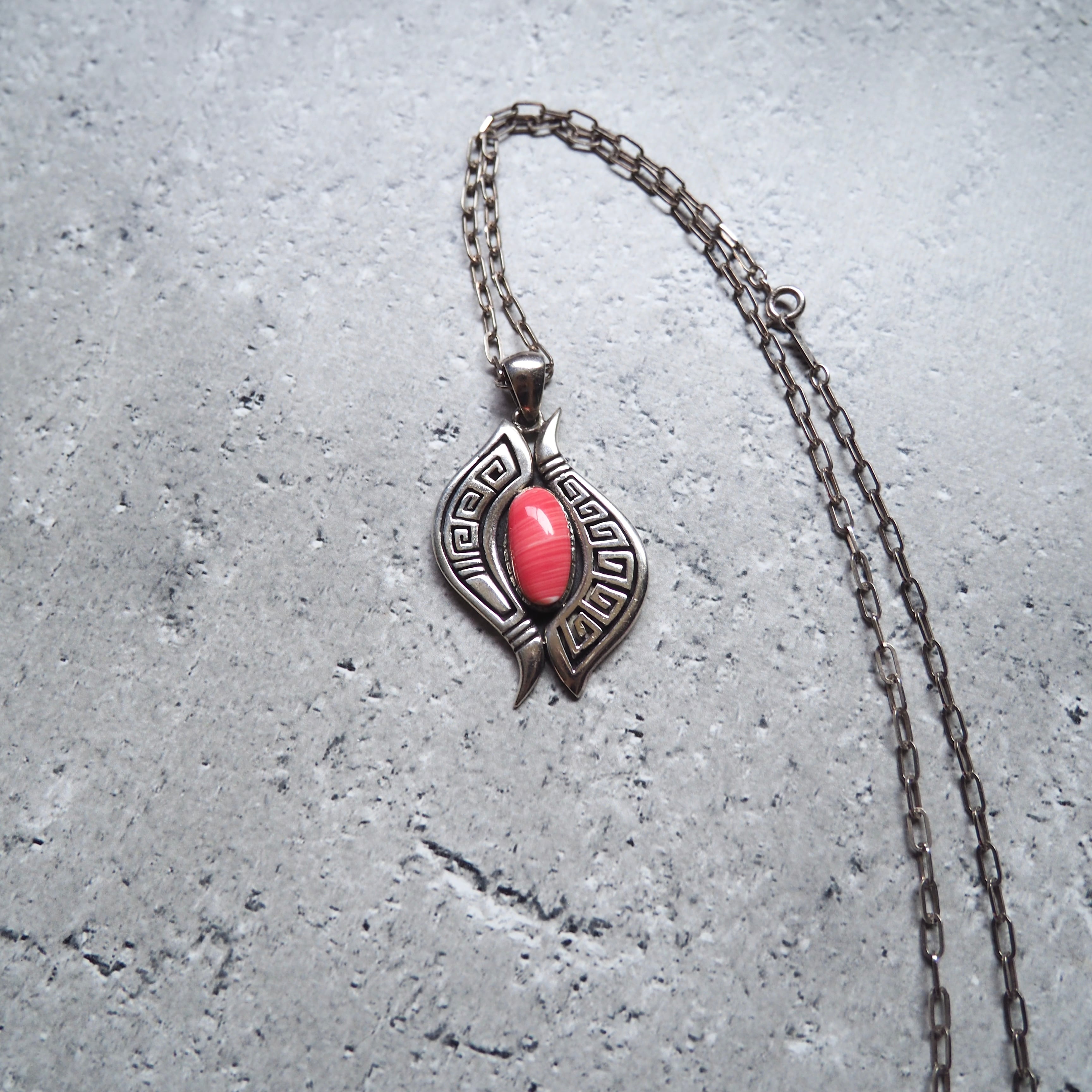 ” Silver 925 ” Spiny stone Custom vintage indian jewelry necklace