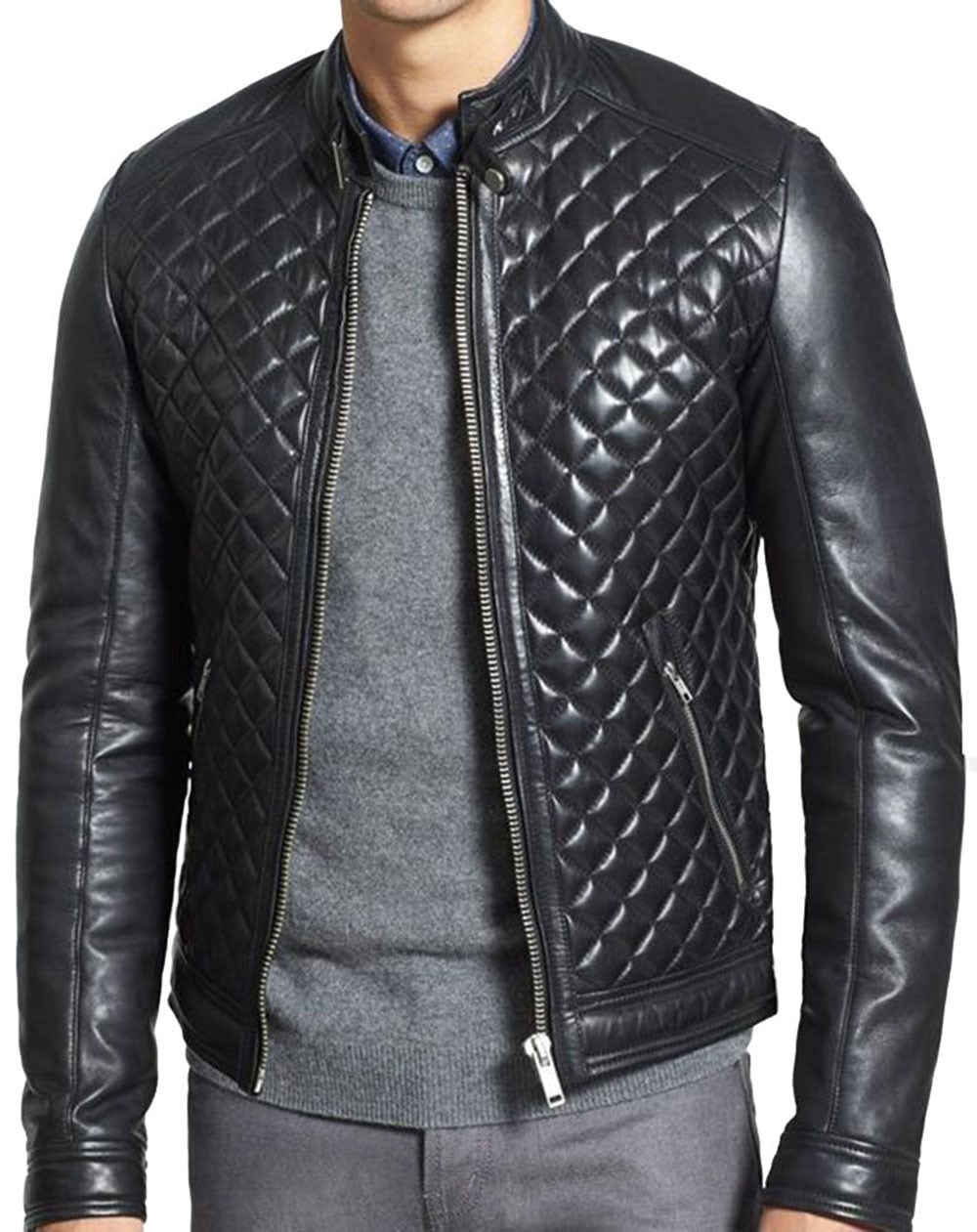 羊革 キルティングライダージャケット男性 Men Sheep Leather Quilted