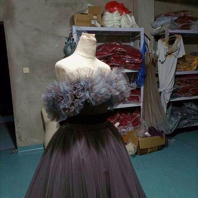 高品質！茶色カラードレス トレーン 取り外しオフショルダーサッシュ  