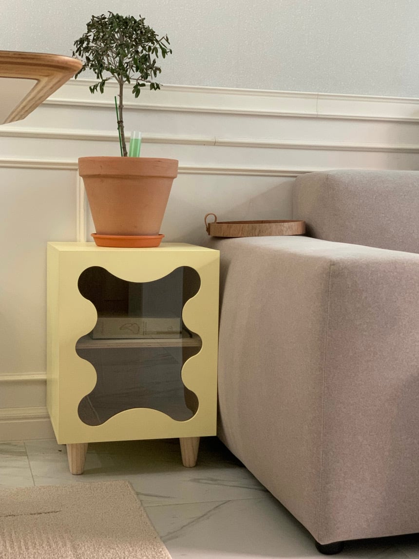 retro wave side table / レトロ ウェーブ サイドテーブル 収納 家具