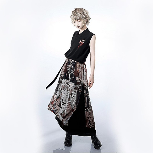 王子 皇子系 PrincessChronicles ワイドパンツ Dark コマンドプリント柄 ワイドパンツ 病みかわいい 地雷系 バンギャ ゆめかわ