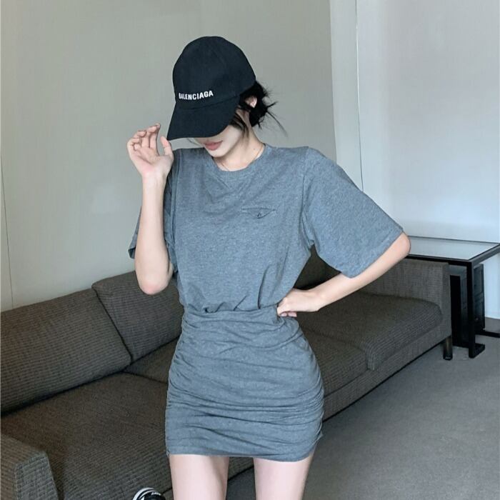 Tシャツ トップス ウェストスリムスカート カジュアルサマー 夏物 ドラファッションホール15760319885