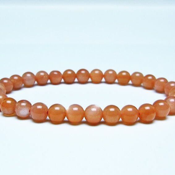オレンジムーンストーン ブレスレット 6mm 一点物 メール便可 [M便 1/10] 111-48559