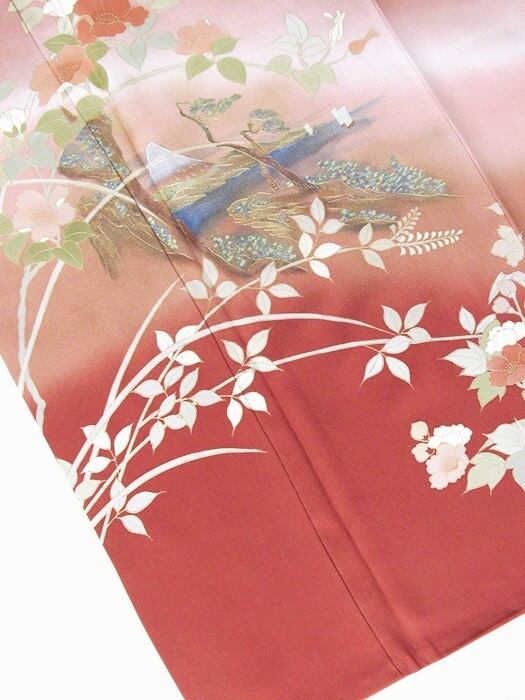 附下げ 友禅 袷 椿 富士 虹段暈かし 152cm前後 365日出荷 - dabihotel.com