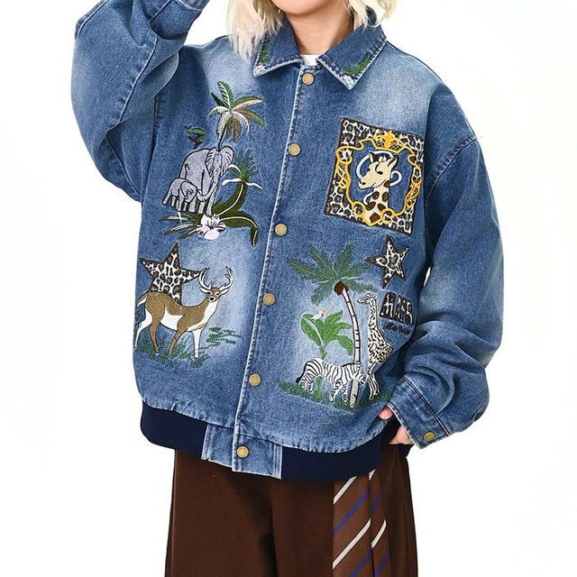 サファリエンブロイダリーデニムブルゾン   R01542