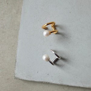 Earlobe Pearl Ear Cuff (Double) [WM-EC104]