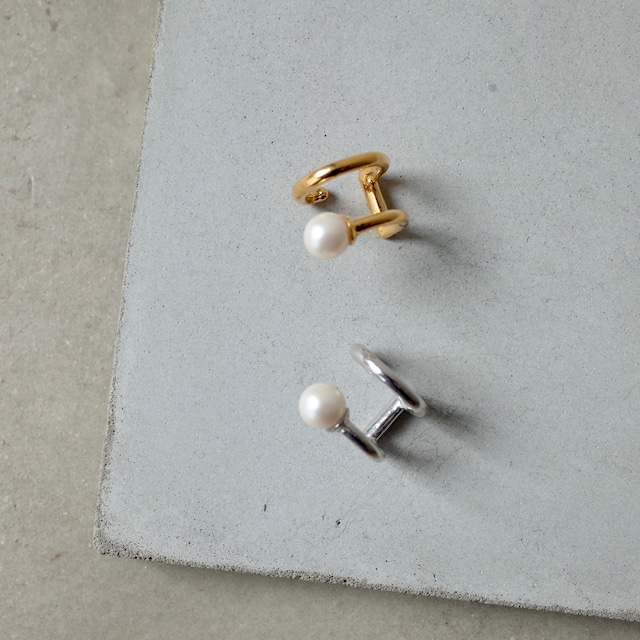 Earlobe Pearl Ear Cuff (Double) [WM-EC104]