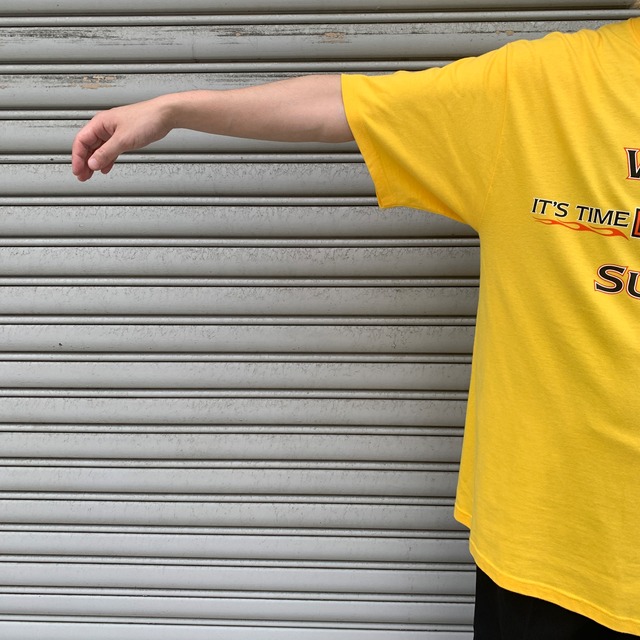 USA製 ハーレーダビッドソン 両面プリントTシャツ メッセージT イエロー L