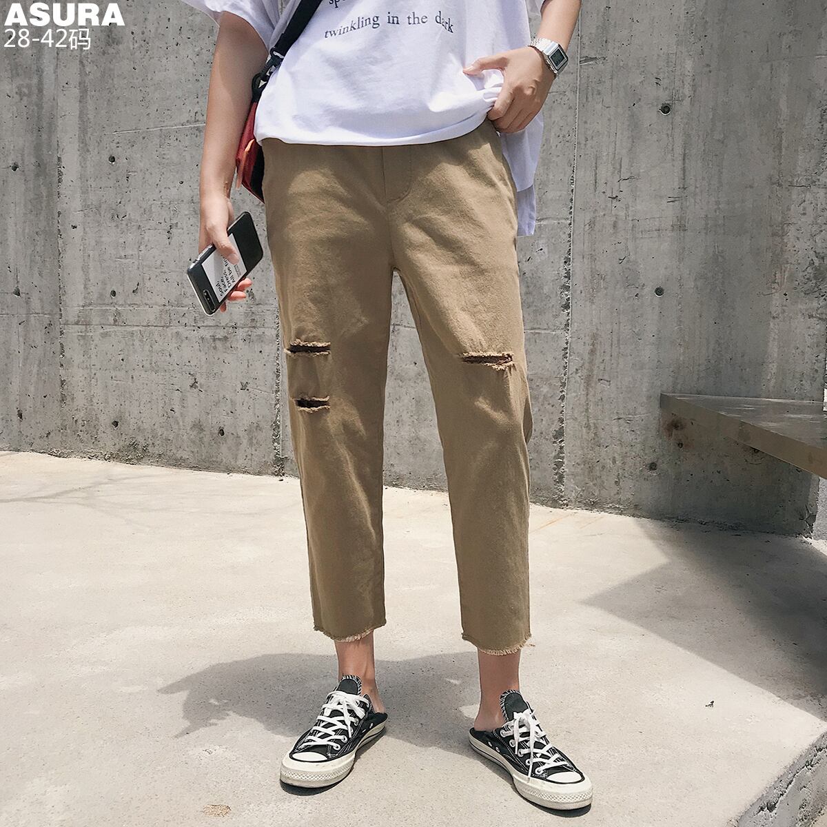 ストレッチカジュアルパンツ ルーズオータム エラスティック 伸縮 大きめサイズ 秋物 ASURAプラスサイズメンズ12785204478