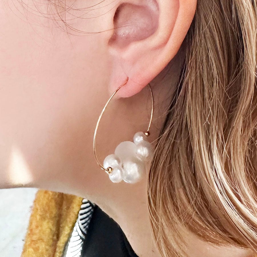 バブルプラパールビッグフープピアス | migknot