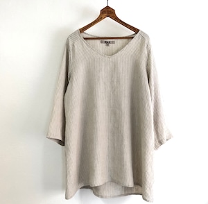 【FLAX】Linen V Neck Oversized Pullover