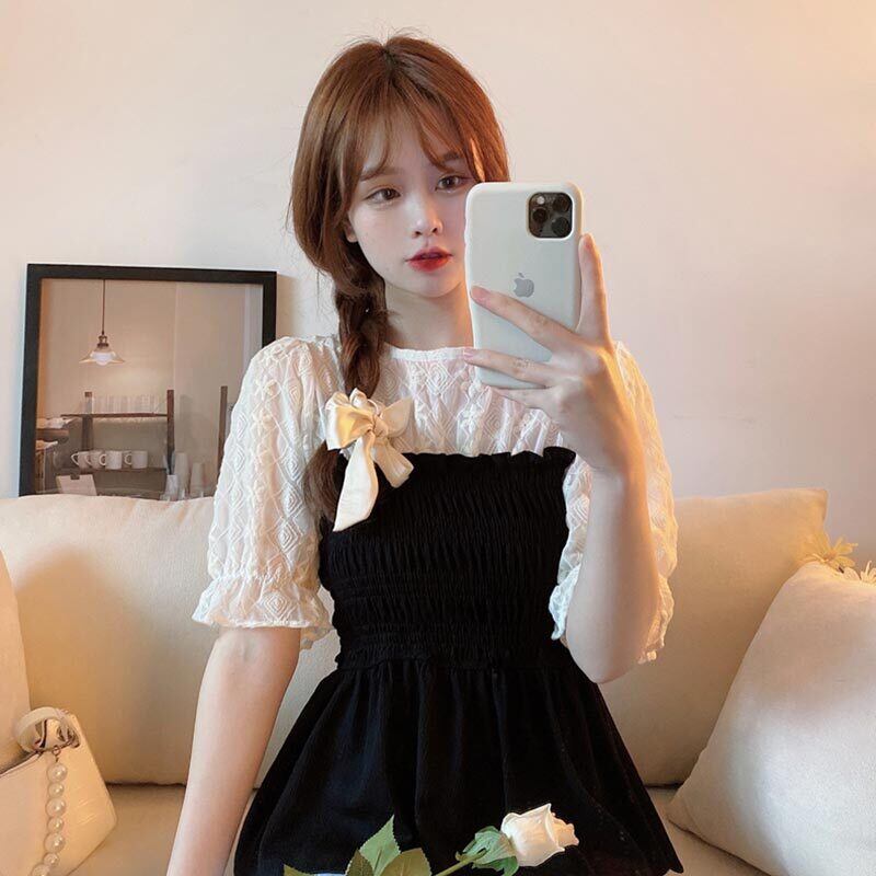 シャツ サマーレーススリーブ薄手トップス 大人ガーリー スウィート キュート カジュアル 夏物 ステッチ 萌量不足91243997303