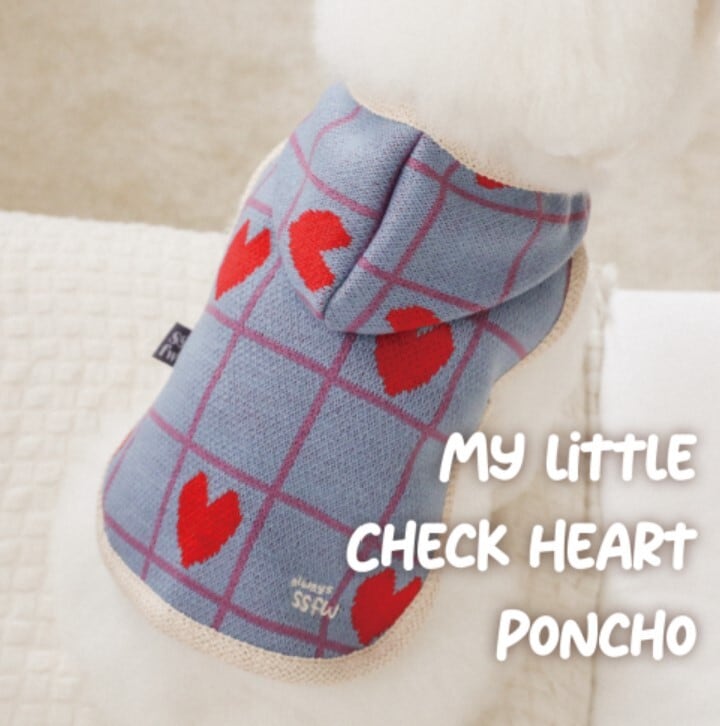 即納【SSFW】My little Check Heart Poncho《Blue》