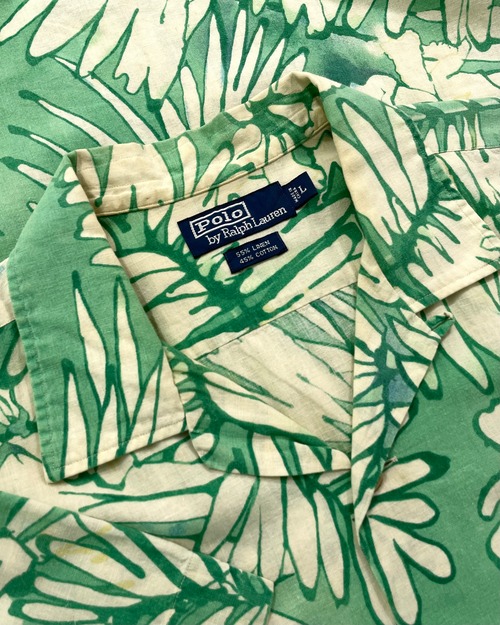 90s Ralph Lauren Linen×Cotton S/S Aloha Shirt
