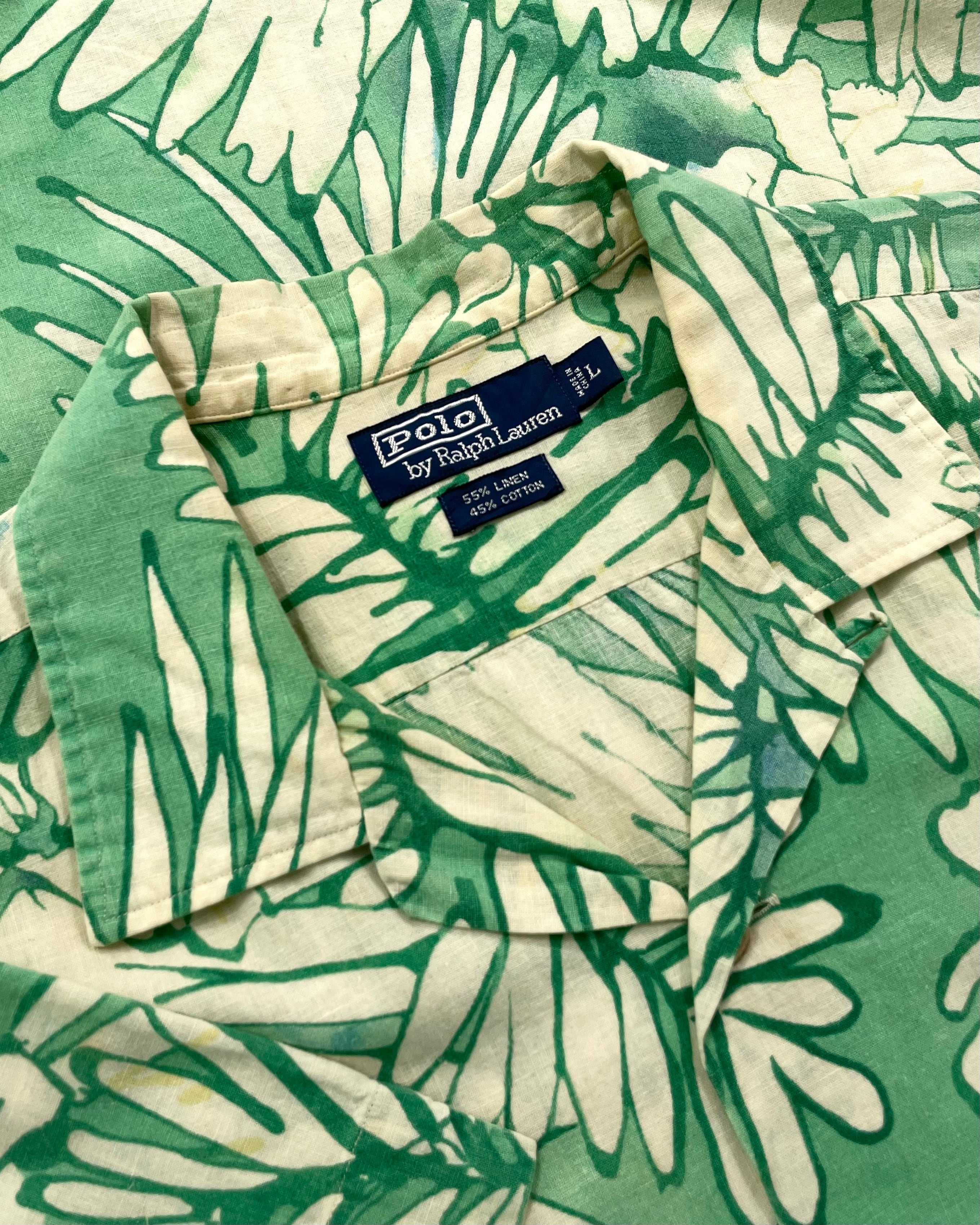 90s Ralph Lauren Linen×Cotton S/S Aloha Shirt