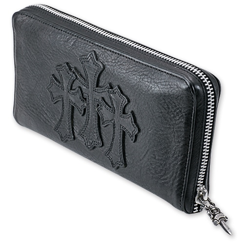 【CHROME HEARTS　クロムハーツ　Wallet　ウォレット　財布　レザー】REC Fジップウォレット/3セメタリーパッチ/ブラック【送料無料】