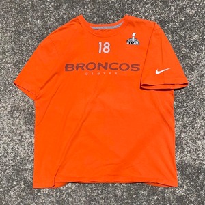 【XLサイズ】NIKE DENVER BRONCOS 袖ロゴ入り マニング18 古着 Tシャツ