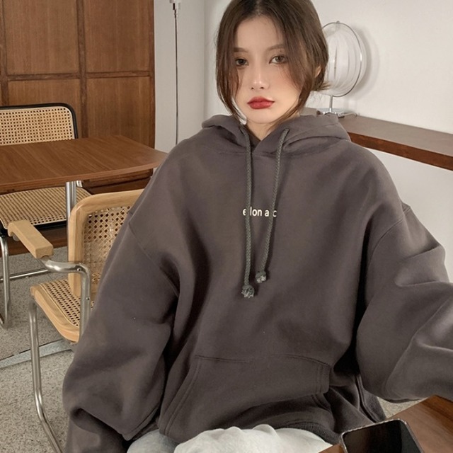 パーカー レディース 韓国 ファッション レディース 冬 ビッグシルエット 裏起毛 スウェット パーカー プルオーバー 冬服 オルチャン ワンポイント ロゴ パーカー カジュアル スポーツ オーバーサイズ ナチュラルカラー ビッグパーカー レディース Vestito