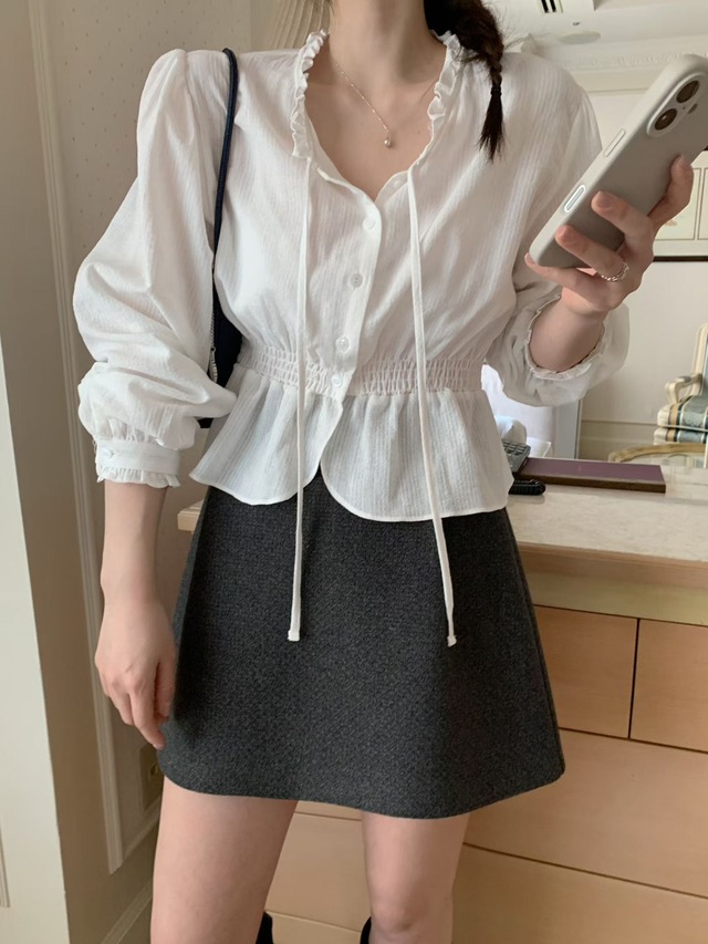 (予約) mellounge  / Coco mock blouse 2color