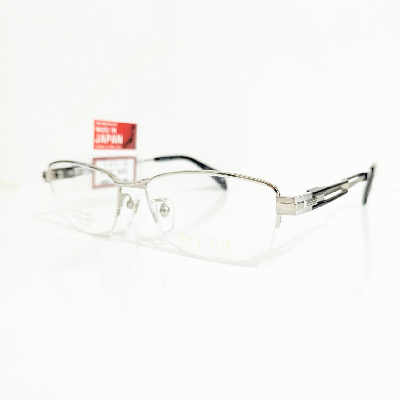 【ECLAGE】スクエアナイロールフレーム シルバー